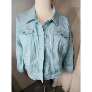 C J Banks Mint Green Jean Jacket Plus Size 2X